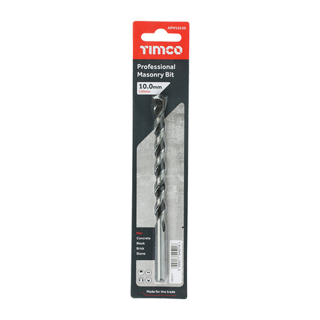 This is an image showing TIMCO Professional Masonry Bit - 10.0 x 150 - 1 Each Blister Pack available from T.H Wiggans Ironmongery in Kendal, quick delivery at discounted prices.