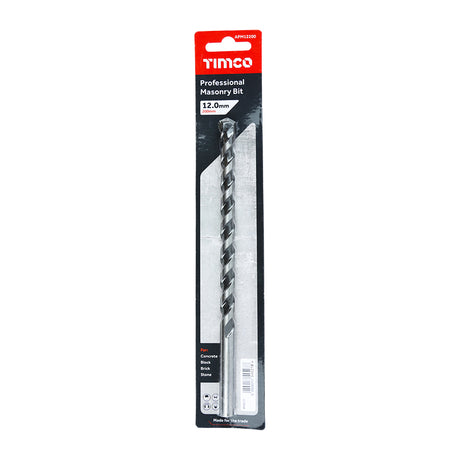 This is an image showing TIMCO Professional Masonry Bit - 12.0 x 200 - 1 Each Blister Pack available from T.H Wiggans Ironmongery in Kendal, quick delivery at discounted prices.