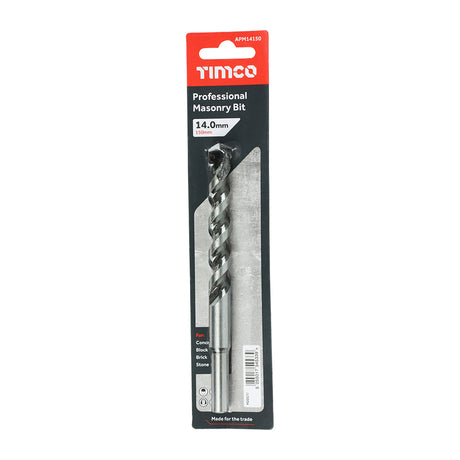 This is an image showing TIMCO Professional Masonry Bit - 14.0 x 150 - 1 Each Blister Pack available from T.H Wiggans Ironmongery in Kendal, quick delivery at discounted prices.