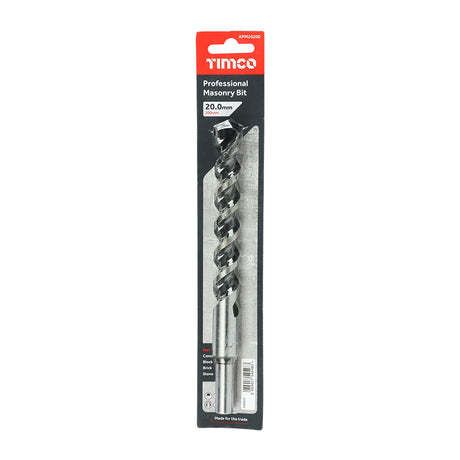 This is an image showing TIMCO Professional Masonry Bit - 20.0 x 200 - 1 Each Blister Pack available from T.H Wiggans Ironmongery in Kendal, quick delivery at discounted prices.