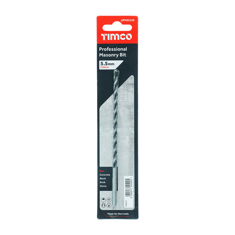 This is an image showing TIMCO Professional Masonry Bit - 5.5 x 150 - 1 Each Blister Pack available from T.H Wiggans Ironmongery in Kendal, quick delivery at discounted prices.