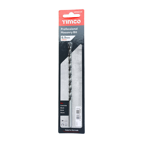 This is an image showing TIMCO Professional Masonry Bit - 6.5 x 150 - 1 Each Blister Pack available from T.H Wiggans Ironmongery in Kendal, quick delivery at discounted prices.