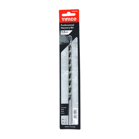 This is an image showing TIMCO Professional Masonry Bit - 8.0 x 200 - 1 Each Blister Pack available from T.H Wiggans Ironmongery in Kendal, quick delivery at discounted prices.