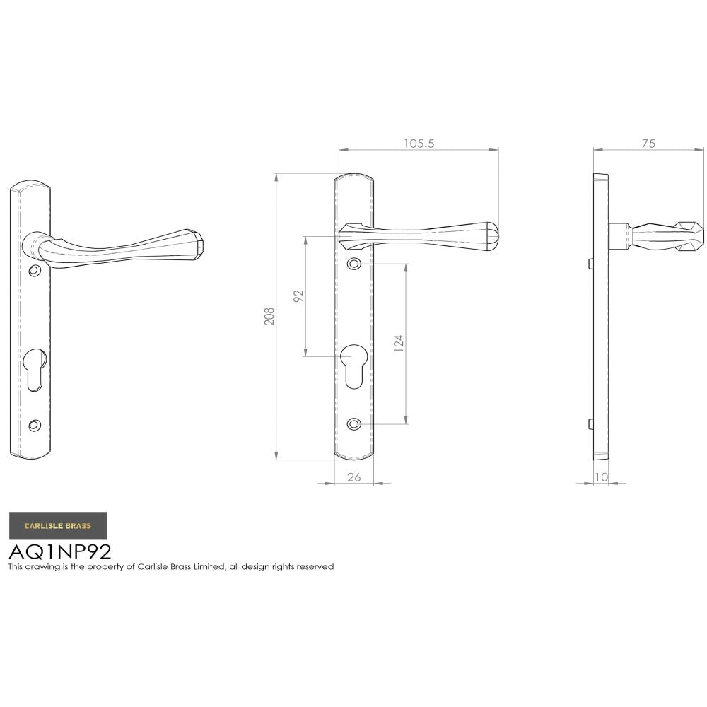 This is an image of Manital - Astro Lever on Euro Lock Narrowplate 92mm c/c - Satin Chrome available to order from T.H Wiggans Architectural Ironmongery in Kendal, quick delivery and discounted prices.