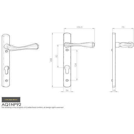 This is an image of Manital - Astro Lever on Euro Lock Narrowplate 92mm c/c - Satin Chrome available to order from T.H Wiggans Architectural Ironmongery in Kendal, quick delivery and discounted prices.