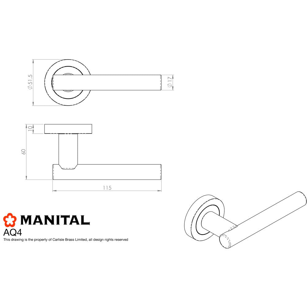 This image is a line drwaing of a Manital - Calla Lever on Round Rose - Polished Chrome available to order from Trade Door Handles in Kendal