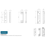 This image is a line drwaing of a Eurospec - BS Rebate Set (DeadLock) - Satin Stainless Steel available to order from T.H Wiggans Architectural Ironmongery in Kendal