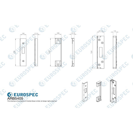 This image is a line drwaing of a Eurospec - BS Rebate Set (Deadlock) Cylinder - Satin Stainless Steel available to order from T.H Wiggans Architectural Ironmongery in Kendal