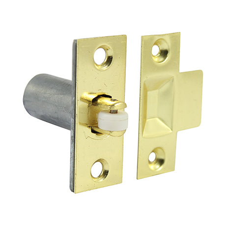 This is an image showing TIMCO Adjustable Roller Catch - Electro Brass - 39mm - 1 Each TIMpac available from T.H Wiggans Ironmongery in Kendal, quick delivery at discounted prices.
