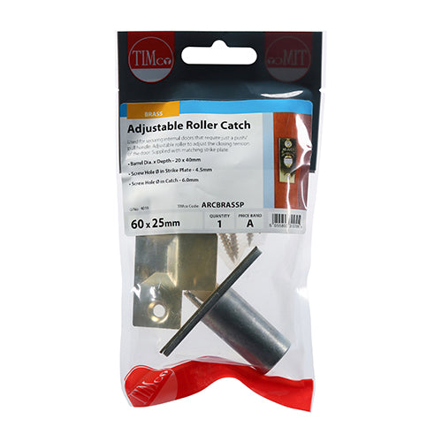 This is an image showing TIMCO Adjustable Roller Catch - Electro Brass - 39mm - 1 Each TIMpac available from T.H Wiggans Ironmongery in Kendal, quick delivery at discounted prices.