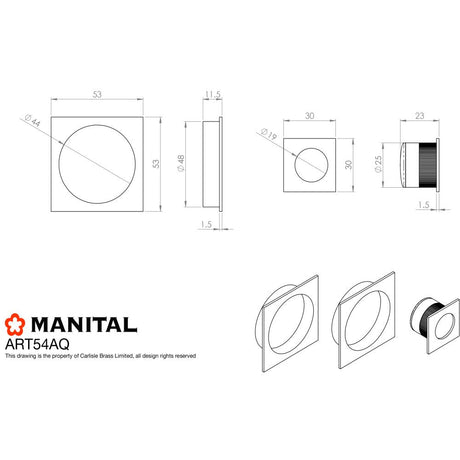 This is an image of Manital - Square Sliding Door Rose with Flush Pull - Polished Chrome available to order from T.H Wiggans Architectural Ironmongery in Kendal, quick delivery and discounted prices.