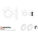 This image is a line drwaing of a Manital - Sliding Door Rose with Flush Pull - Satin Chrome available to order from Trade Door Handles in Kendal