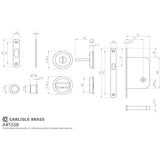 This image is a line drwaing of a Manital - Sliding Door Lock Set - Satin Brass available to order from T.H Wiggans Architectural Ironmongery in Kendal