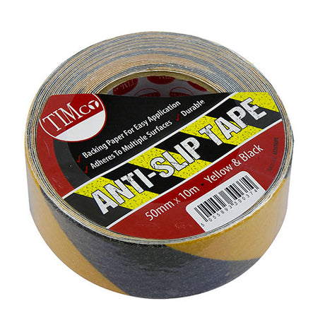 This is an image showing TIMCO Anti-Slip Tape - Yellow & Black - 10m x 50mm - 1 Each Roll available from T.H Wiggans Ironmongery in Kendal, quick delivery at discounted prices.