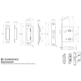 This image is a line drwaing of a Eurospec - Easi-T Residential Bathroom Lock 65mm - Matt Black available to order from T.H Wiggans Architectural Ironmongery in Kendal