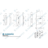 This image is a line drwaing of a Eurospec - Easi-T Residential Bathroom Lock 65mm - Electro Brassed available to order from T.H Wiggans Architectural Ironmongery in Kendal