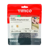 This is an image showing TIMCO Annular Ringshank Nails - Bright - 25 x 2.00 - 0.5 Kilograms TIMbag available from T.H Wiggans Ironmongery in Kendal, quick delivery at discounted prices.