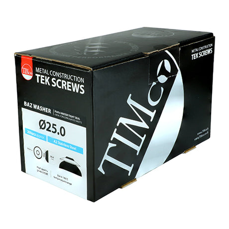 This is an image showing TIMCO BAZ Washers - A2 Stainless Steel - 25mm - 200 Pieces Box available from T.H Wiggans Ironmongery in Kendal, quick delivery at discounted prices.