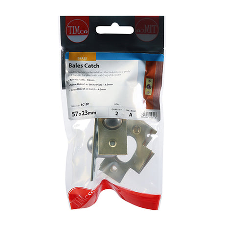 This is an image showing TIMCO Bales Catches - Electro Brass - 19mm - 2 Pieces TIMpac available from T.H Wiggans Ironmongery in Kendal, quick delivery at discounted prices.