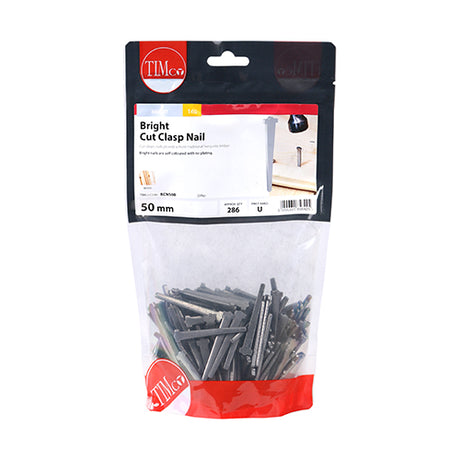 This is an image showing TIMCO Cut Clasp Nails - Bright - 50mm - 1 Kilograms TIMbag available from T.H Wiggans Ironmongery in Kendal, quick delivery at discounted prices.