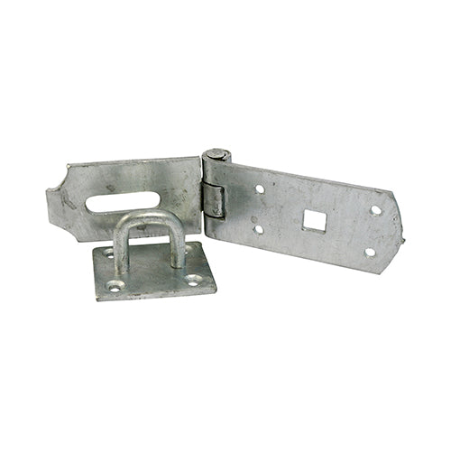 This is an image showing TIMCO Secure Bolt On Hasp & Staple - Heavy Duty - Hot Dipped Galvanised - 10" - 1 Each Plain Bag available from T.H Wiggans Ironmongery in Kendal, quick delivery at discounted prices.