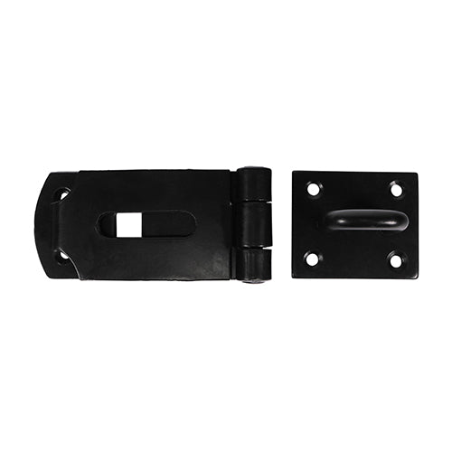 This is an image showing TIMCO Secure Bolt On Hasp & Staple - Heavy Duty - Black - 8" - 1 Each Plain Bag available from T.H Wiggans Ironmongery in Kendal, quick delivery at discounted prices.