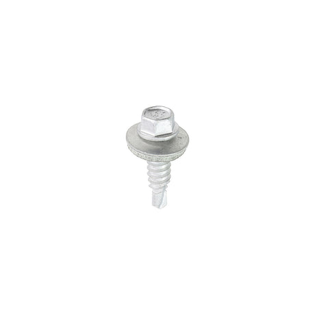 This is an image showing TIMCO Metal Construction Stitching Screws - For Sheet to Sheet - Hex - EPDM Washer - Bi-Metal - Exterior - Silver Organic - 6.3 x 22 - 100 Pieces Box available from T.H Wiggans Ironmongery in Kendal, quick delivery at discounted prices.