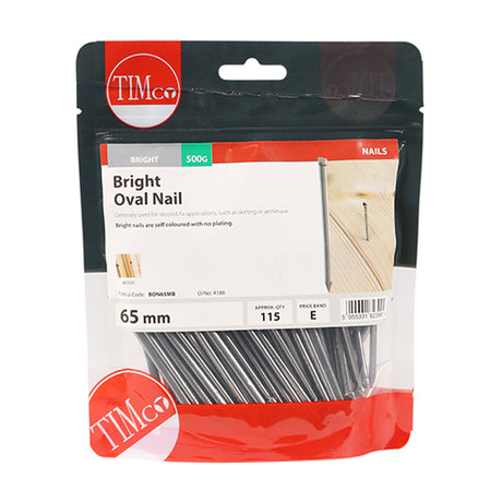 This is an image showing TIMCO Oval Nails - Bright - 65mm - 0.5 Kilograms TIMbag available from T.H Wiggans Ironmongery in Kendal, quick delivery at discounted prices.