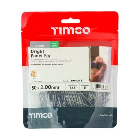 This is an image showing TIMCO Panel Pins - Bright - 50 x 2.00 - 0.5 Kilograms TIMbag available from T.H Wiggans Ironmongery in Kendal, quick delivery at discounted prices.