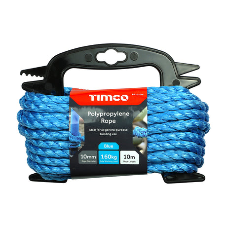 This is an image showing TIMCO Polypropylene Rope - Blue - Winder - 10mm x 10m - 1 Each Unit available from T.H Wiggans Ironmongery in Kendal, quick delivery at discounted prices.