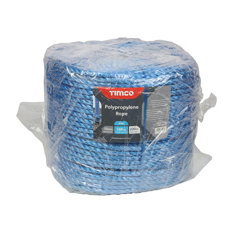 This is an image showing TIMCO Polypropylene Rope - Blue - Long Coil - 10mm x 220m - 1 Each Unit available from T.H Wiggans Ironmongery in Kendal, quick delivery at discounted prices.