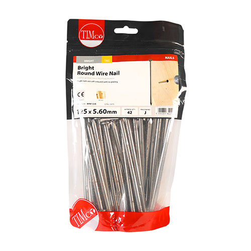 This is an image showing TIMCO Round Wire Nails - Bright - 125 x 5.60 - 1 Kilograms TIMbag available from T.H Wiggans Ironmongery in Kendal, quick delivery at discounted prices.