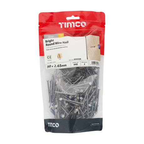 This is an image showing TIMCO Round Wire Nails - Bright - 40 x 2.65 - 1 Kilograms TIMbag available from T.H Wiggans Ironmongery in Kendal, quick delivery at discounted prices.