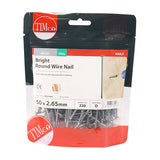 This is an image showing TIMCO Round Wire Nails - Bright - 50 x 2.65 - 0.5 Kilograms TIMbag available from T.H Wiggans Ironmongery in Kendal, quick delivery at discounted prices.