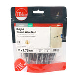 This is an image showing TIMCO Round Wire Nails - Bright - 75 x 3.75 - 0.5 Kilograms TIMbag available from T.H Wiggans Ironmongery in Kendal, quick delivery at discounted prices.