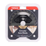 This is an image showing TIMCO Circular Saw Blade - Combination - Medium - 160 x 30 x 24T - 1 Each Clamshell available from T.H Wiggans Ironmongery in Kendal, quick delivery at discounted prices.