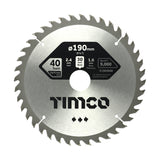 This is an image showing TIMCO Circular Saw Blade - General Purpose - Coarse/Medium - 190 x 30 x 40T - 1 Each Clamshell available from T.H Wiggans Ironmongery in Kendal, quick delivery at discounted prices.