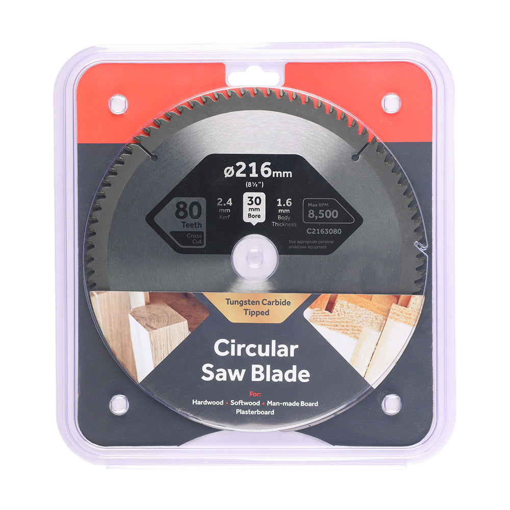 This is an image showing TIMCO Circular Saw Blade - Fine Trim/Finishing - Extra Fine - 216 x 30 x 80T - 1 Each Clamshell available from T.H Wiggans Ironmongery in Kendal, quick delivery at discounted prices.