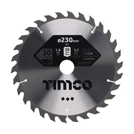 This is an image showing TIMCO Circular Saw Blade - General Purpose - Coarse/Medium - 230 x 30 x 30T - 1 Each Clamshell available from T.H Wiggans Ironmongery in Kendal, quick delivery at discounted prices.