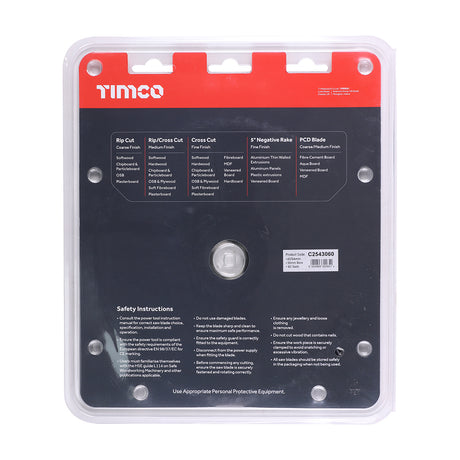 This is an image showing TIMCO Circular Saw Blade - Trimming/Crosscut - Medium/Fine - 254 x 30 x 60T - 1 Each Clamshell available from T.H Wiggans Ironmongery in Kendal, quick delivery at discounted prices.