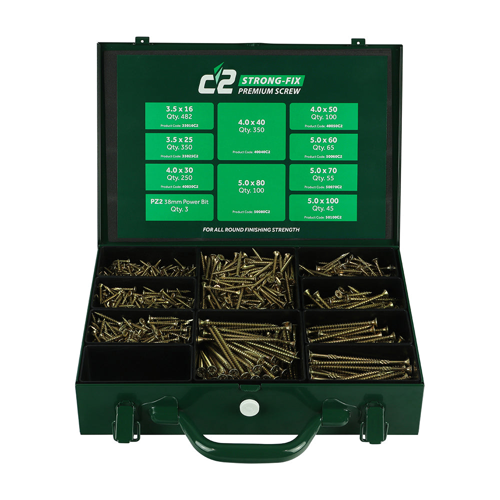 This is an image showing TIMCO C2 Strong-Fix Trade Case - PZ - Double Countersunk - Yellow - 1,798pcs - 1798 Pieces Case available from T.H Wiggans Ironmongery in Kendal, quick delivery at discounted prices.