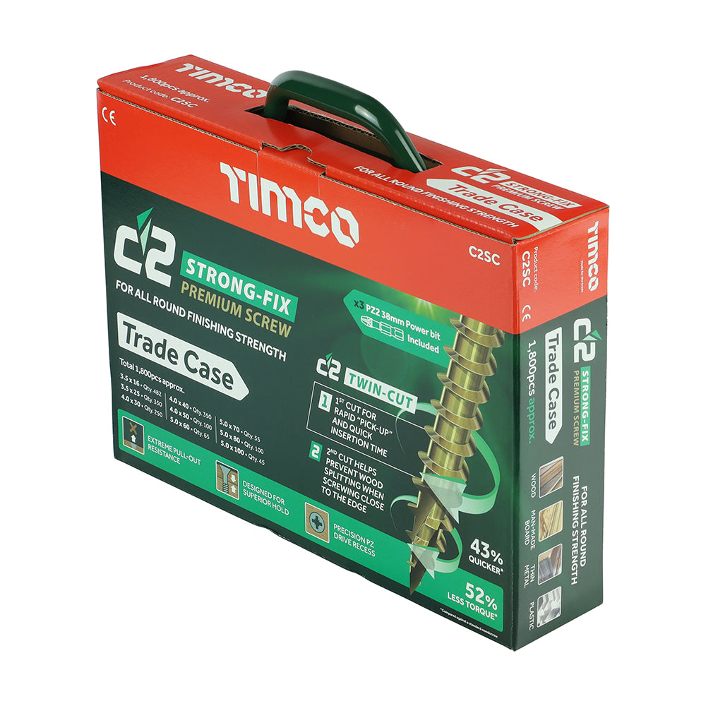 This is an image showing TIMCO C2 Strong-Fix Trade Case - PZ - Double Countersunk - Yellow - 1,798pcs - 1798 Pieces Case available from T.H Wiggans Ironmongery in Kendal, quick delivery at discounted prices.