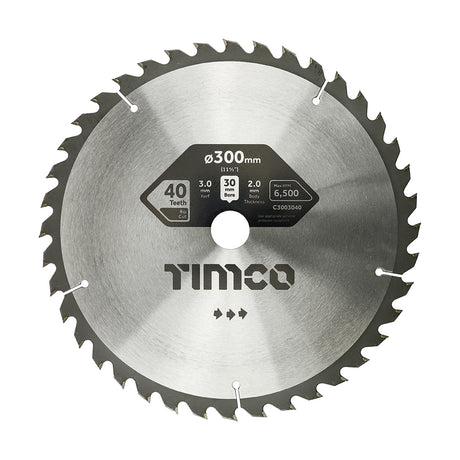 This is an image showing TIMCO Circular Saw Blade - Combination - Medium - 300 x 30 x 40T - 1 Each Clamshell available from T.H Wiggans Ironmongery in Kendal, quick delivery at discounted prices.