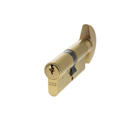 This is an image of AGB Euro Profile 5 Pin Cylinder Key to Turn 35-35mm (70mm) - Satin Brass available to order from T.H Wiggans Architectural Ironmongery in Kendal.
