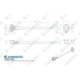 This image is a line drwaing of a Eurospec - Silent Pattern Cabin Hook 200mm - Bright Stainless Steel available to order from Trade Door Handles in Kendal
