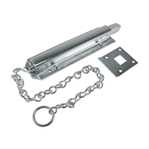 This is an image showing TIMCO Spring Chain Bolt - Zinc - 18" - 1 Each Plain Bag available from T.H Wiggans Ironmongery in Kendal, quick delivery at discounted prices.