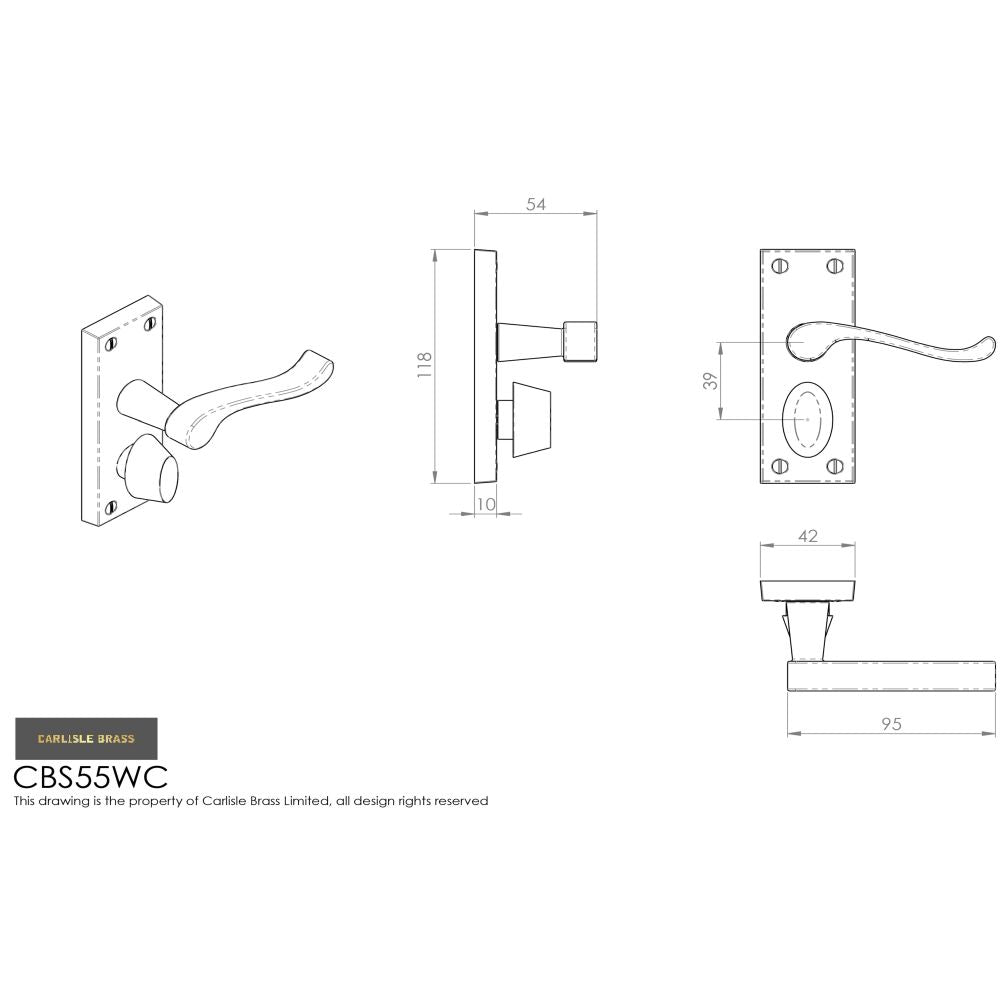 This is an image of Carlisle Brass - Contract Victorian Scroll Lever on Privacy Backplate - Satin Ch available to order from T.H Wiggans Architectural Ironmongery in Kendal, quick delivery and discounted prices.