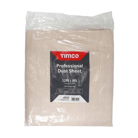 This is an image showing TIMCO Professional Dust Sheet - 12ft x 9ft - 1 Each Bag available from T.H Wiggans Ironmongery in Kendal, quick delivery at discounted prices.