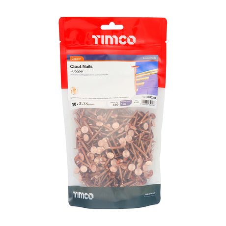 This is an image showing TIMCO Clout Nails - Copper - 30 x 3.35 - 1 Kilograms TIMbag available from T.H Wiggans Ironmongery in Kendal, quick delivery at discounted prices.