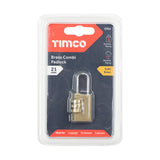 This is an image showing TIMCO Brass Combi Padlock - 21mm - 1 Each Blister Pack available from T.H Wiggans Ironmongery in Kendal, quick delivery at discounted prices.